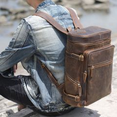 Genuine leather bag パック Vintage Leather Crazy Horse Laptop Bag, School Bag, Outdoor Travel Weekender Shoulder Bag, Gift, Valentine's Day Gift, Men's