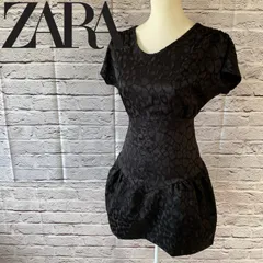 【ZARA】ザラ レオパード バルーンワンピース ミニワンピース ドット柄 レディース ブラック Sサイズ