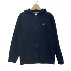 NAUTICA フルジップ パーカー フーディー ワンポイント刺繍 オーバーサイズ ビッグシルエット バングラディシュ製 18/20 XLサイズ ブラック