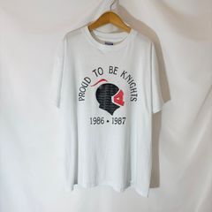 【XL】80s USA製 Hanes PROUD TO BE KNIGHTS Tシャツ 騎士 仮面 ヴィンテージ 古着 両面プリント シングルステッチ ホワイト