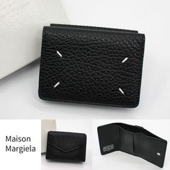 極美✨付属完備✨マルジェラ 三つ折り財布 レザー 4ステッチ シボ革