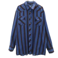 Wrangler ラングラー 90s オールド ストライプ柄 長袖 ウエスタンシャツ ブルー メンズ 古着