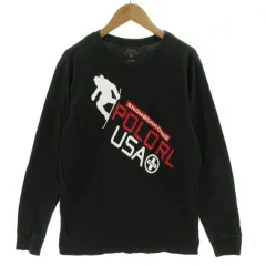 ポロ ラルフローレン POLO RALPH LAUREN ロンT  Tシャツ スノーボード プリント 丸首 ブラック 黒 XL