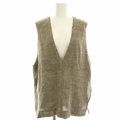 スピック&スパン Spick&Span 23SS リネンツイードベスト 麻 フリンジ ベージュ 黒 ブラック 23051200202010 /HN