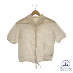 ☆美品☆ ehka sopo エヘカソポ トップス シャツ ブラウス フード付き おしゃれ 半袖 レディース ホワイト FREE 901-1377 送料無料 古着