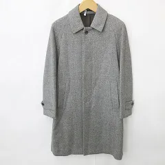 エディフィス EDIFICE LOROPIANA ロロピアーナ ステンカラーコート シングル 比翼仕立て ロング丈 ヘリンボーン柄 ウール グレー 46のサムネイル
