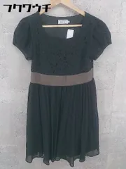 ◇ anatelier アナトリエ レース 切り替え リボン 半袖 ミニ ワンピース サイズ38 ブラック レディース 【中古】 【1002802469800】
