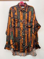 ficce フィッチェ YOSHIYUKI KONISHI オレンジ 柄シャツ 綿混 LL