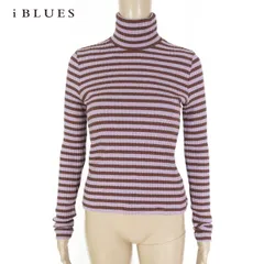85%OFF 新品 イブルース i BLUES ニット S EKN721 Sサイズ ラベンダー レディース 長袖ニット タートルネック ボーダー柄