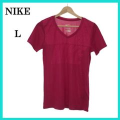 美品 NIKE ナイキ トップス 半袖 Vネック 薄手 シンプル レディース ピンク パープル 無地 L
