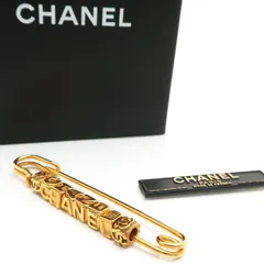 CHANEL ブローチ 安全ピン 01P ロゴ キューブ GP ゴールドカラー 箱付 シャネル ◆送料込◆質屋-11080