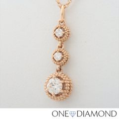 ダイヤ ネックレス 1粒 3連 天然ダイヤモンド 鑑定書付き K18 3.4g 0.215ct 0.05ct ラウンド ブリリアントカット