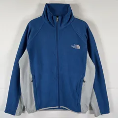 古着 ザ・ノースフェイス THE NORTH FACE フルジップフリースジャケット ツートン ワンポイントロゴ アウトドア S  ブルー メンズ