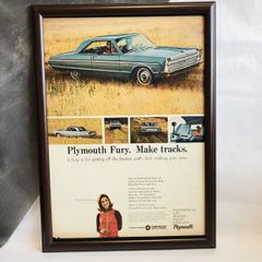 『クライスラー　プリムス』ビンテージ広告　60年代　フレーム付ポスター　当時物