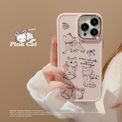 ツンデレ猫 上品 リボン ピンク かわいい ガーリー 高級感アイフォンケース スマホケース 携帯ケース iPhoneX/XS iPhoneXR iPhoneXSMAX iph