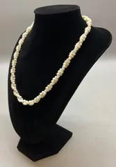 SN235 天然シェル 貝殻  ヴィンテージ 2連 ネックレス ホワイト 珠径 4.1mm 首周り 44cm 重さ 26g