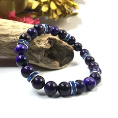 パワーストーン ブレスレット パープルタイガーアイ (ブルー) 8mm レディース  ●