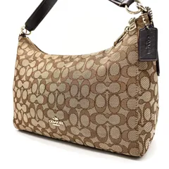 ✨格安✨ COACH コーチ ワンショルダーバッグ トートバッグ シグネチャー 総柄 ゴールド金具 ロゴ型押し A4収納 大容量 キャンバス レザー レディース ベージュ 肌色 ブラウン 茶色