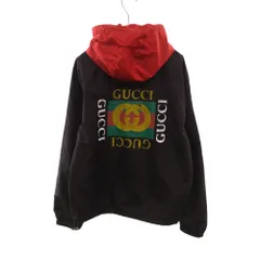 GUCCI (グッチ) 18SS ヴィンテージオールドロゴ ナイロン フーデッド ジャケット ブラック/レッド 473302のサムネイル