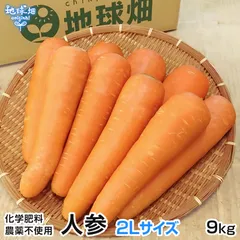 人参 2Lサイズ 9kg 冷蔵便 農薬･化学肥料･除草剤不使用 鹿児島県産 宮崎県産 1本300～600g 洗い にんじん ニンジン organic カロテン A品 秀品 人参ジュース用 発送期間2月～6月のサムネイル