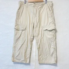 (^w^)b Eddie Bauer エディーバウアー コットン100% ハーフ カーゴ パンツ 半ズボン ハーパン ショーパン イージー ボトムス 爽やか 膝下 カジュアル アメカジ ナチュラル オフホワイト メンズ 男性 サイズ M