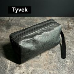 ポーチ　小物入れ　タイベック　軽量　キャンプ　登山　ファスナー付き　ブラック