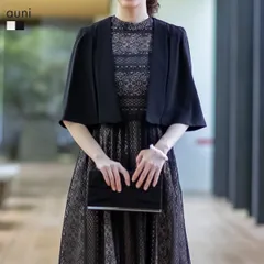 ボレロ ジャケット レディース ケープ風 半袖 5分袖 結婚式 入学式 卒業式 オケージョン ブラック kan709