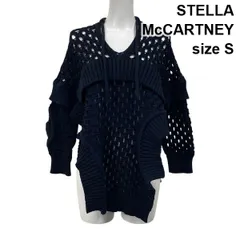 ◆ ステラマッカートニー STELLA McCARTNEY オープンニットセーター 長袖 レイヤード リブ編み  黒 コットン混 S 7号 レディース S5W089のサムネイル