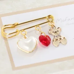 ハートとクマの甘かわブローチ♡