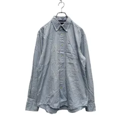 TOMMY HILFIGER 長袖 無地シャツ M ライトブルー トミーヒルフィガー ボタンダウン ワンポイントロゴ 古着卸 アメリカ仕入 a603-6290