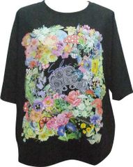 Tシャツ　ScoLar スカラー 涼しい 花柄 接触冷感 152658-09ブラック Mフリー 152658：花柄スカラーちゃん 接触冷感Tシャツの通販-ScoLar