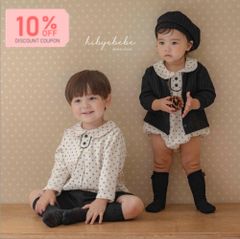 ラスト1点【2024秋collection】 hibyebebe ハイバイベベ フラワー ドット ロンパース 韓国子供服 ドレス 海外 クリスマス リトルブルーム