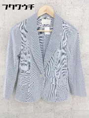 ◇ any SiS エニィ スィス 1B ストライプ ラメ 長袖 テーラード ジャケット サイズ2 ブル－ ホワイト レディース 【中古】 【1002800466085】