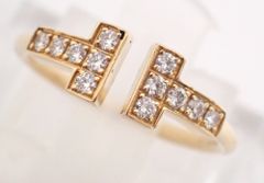 定価44万 新品仕上げ済 TIFFANY&Co.(ティファニー) Tワイヤーダイヤリング 6.5号 7号 K18YG Au750 2.1g イエローゴールド レディース 指輪