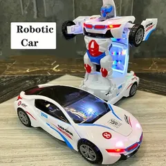 自動変形ロボットカーおもちゃ - 自動障害物回避機能、ライト＆音楽付き、多機能車両とロボット変形の2WAYモード、子供のための完璧な誕生日＆クリスマスギフトのサムネイル