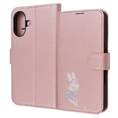 iPhone 16 ディズニー / 衝撃吸収 マグネットベルト シンプル 手帳型レザーケース / ミニーマウス_sitting2