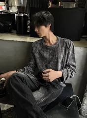 [COSYHARU公式] ベロアラウンドネックロングスリーブニットTシャツ