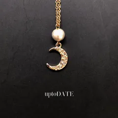 【伊達政宗／戦国武将アクセサリー】一粒パールとクレセントムーンのネックレス【G】