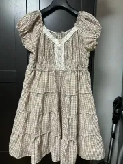 レトロムーン ワンピース 千鳥格子柄 森ガール ヴィンテージ 乙女 ギンガムチェック ラテガロア