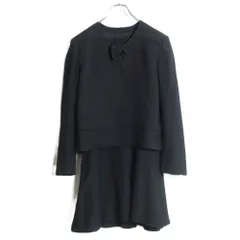 インゲボルグ★二点セット ワンピース&ジャケット 黒系 無地 ブラックフォーマルにも♪リボン♪z15872