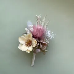 春色コサージュ　〜オフホワイト×ピンク〜