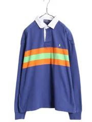 【お得なクーポン配布中!】 ポロ ラルフローレン ボーダー 長袖 ラガー シャツ メンズ XL 古着 ラグビーシャツ 長袖シャツ ワンポイント ヘビーウェイト 大きいサイズ