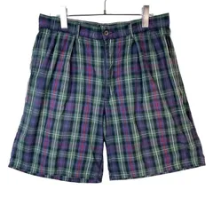 90s00sUSA製ポロバイラルフローレンPolo by Ralph Laurenチェックショーツツータックハーフパンツショートパンツ緑グリーン紫パープル赤レッド黒ブラックポニーロゴ刺繍y2kグランパコアアメカジvintageヴィンテージ50617