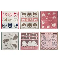 【新着商品】【6枚組】 タオルハンカチ レディース 子供 ハンドタオル ハンカチタオル 男の子 女の子 まとめ買い 幼稚園 保育園 キッズ 25 綿100% 犬 猫 シュナウザー シマエナガ ジャガード かわいい プレゼント お礼 お返し 卒園 記念品 入園 