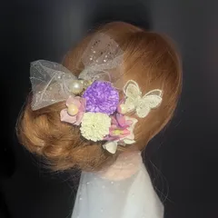 髪飾り 結婚式 成人式 和装 卒業式 ウエディング ha193 紫　白　蝶々