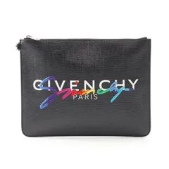 ジバンシィ GIVENCHY セカンドバッグ クラッチバッグ レインボーロゴ ブラック レザー クラッチバッグ メンズ Used Aのサムネイル