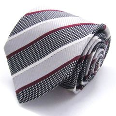 メイル&コー ブランド ネクタイ ストライプ柄 ドット シルク PO  メンズ ライトグレー MALE & Co 【中古】