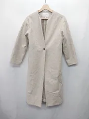 ◇ ⊇ A day in the life UNITED ARROWS ノーカラー 長袖 ミドルコート サイズ36 ベージュ レディース E  【1412260013406】