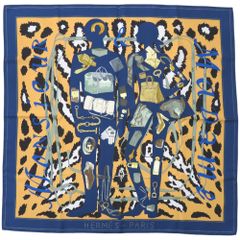 美品 エルメス カレ90 MONSIEUR ET MADAME ムッシュ＆マダム シルク マルチカラー スカーフ 1210 HERMES
