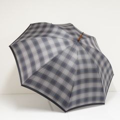 傘 Deux Lumielle AURORA ドゥ ルミエール オーロラ USED美品 グラデーションチェック 高級 甲州織り ダークグレー 65cm S2927